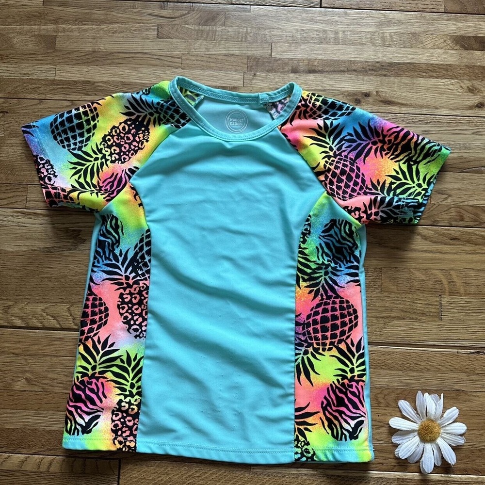 Wonder Nation Pineapple Rash‎ Guard Size 6-6x